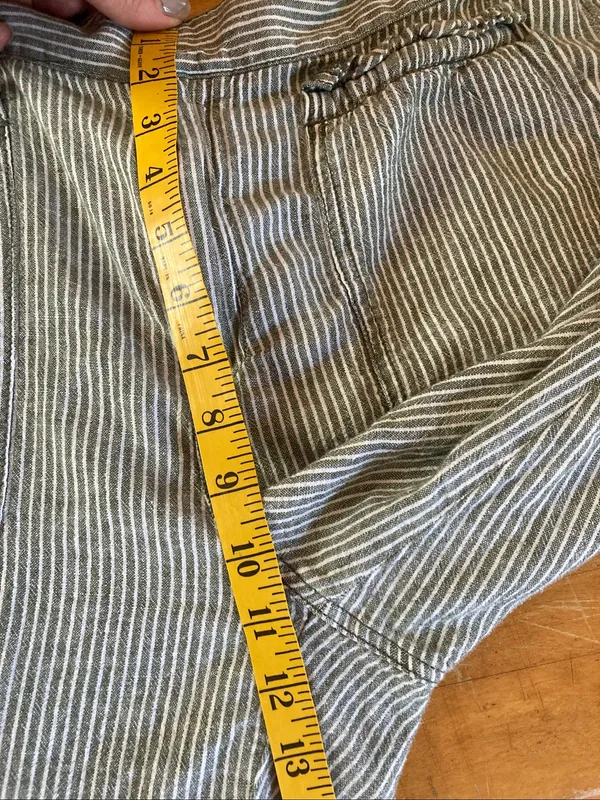 Anthropologie Green Stripe Seashore Linen Cotton Pants Medium - Image 8