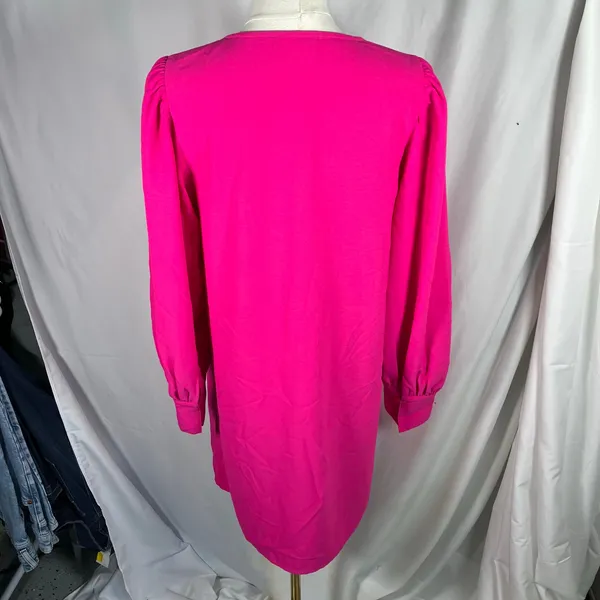 Easel Los Angeles‎ Pink Long Sleeve V-Neck Mini Dress Small Puff Sleeve Pockets - Image 6