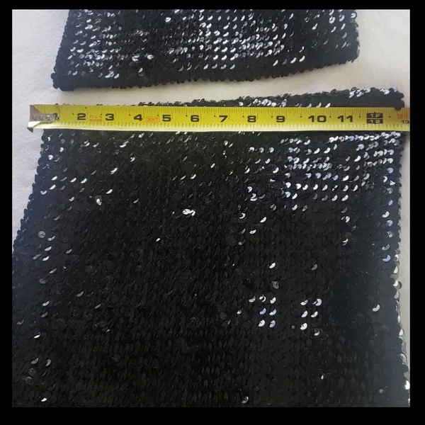Vintage 90’s black Sequin stretch mini skirt and tube top - Image 3