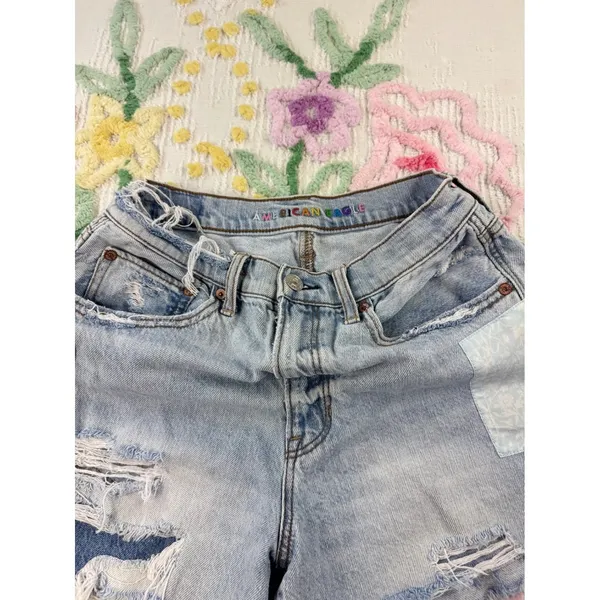American Eagle Outfitters Distressed Patchwork Denim Shorts Women Size 6‎ - Image 5
