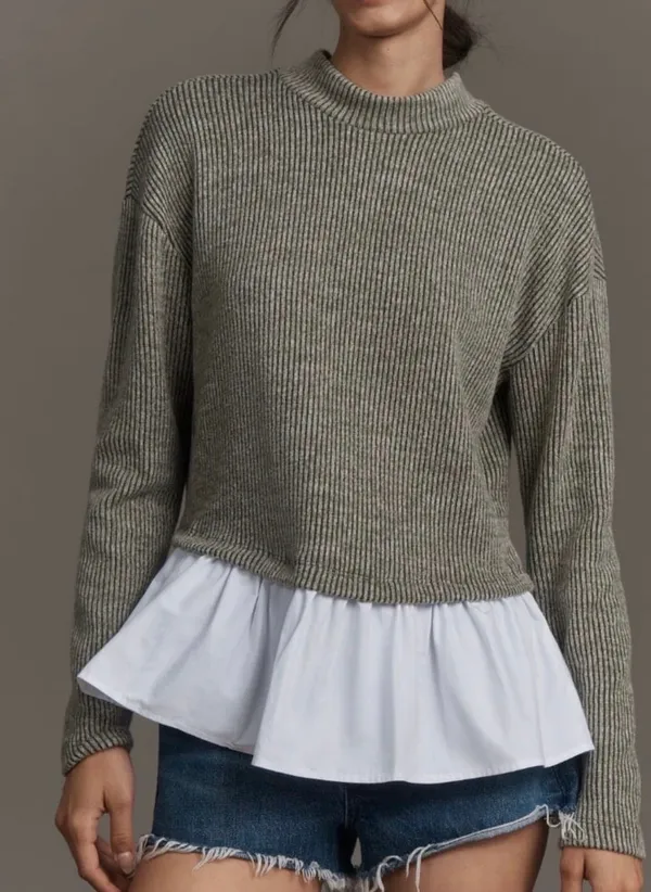 Anthropologie Maeve Bow-Back Twofer Oversized Top/Sweatshirt, Size XS - Image 5