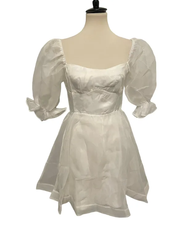 Hello Molly White Puff Sleeve Mini Dress - Image 5
