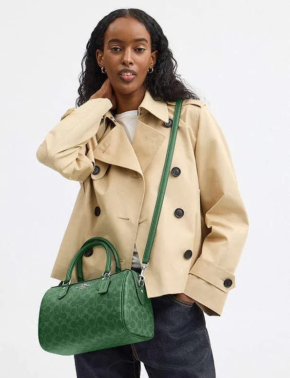 NWT Coach Medium Rowan Satchel Bag In Signature Canvas CV961 Bright Jade - Image 8