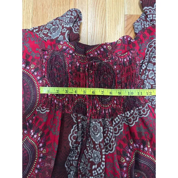 Bohemian Red Patterned Strapless Jumpsuit Small - Image 9