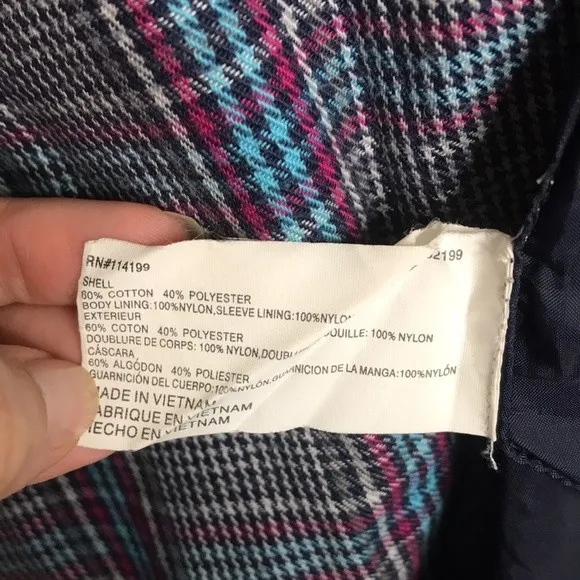Vintage roxy plaid flannel fall‎ Y2K trench coat size small cute - Image 9