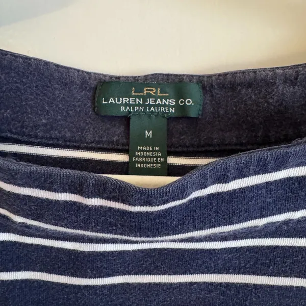 Womens Lauren Ralph Lauren Jeans Co Blue/White Stripe Cotton Round Neck Dress M - Image 2