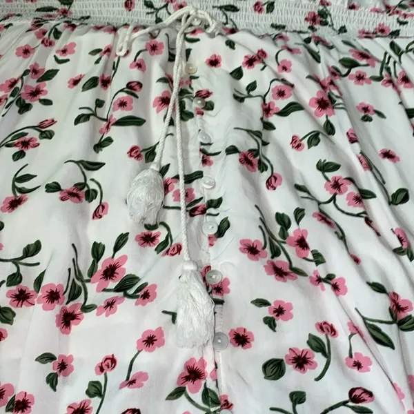BEACH PARTY floral maxi dress smocked stretchy waist tassel strings size XXL - Image 6