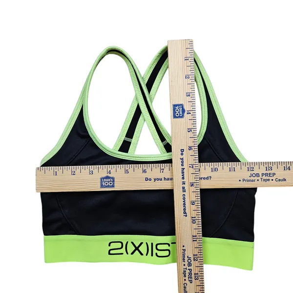 2XIST Micro Cross-Back Sports Bra Womens Small Black Green Sportswear - Image 6
