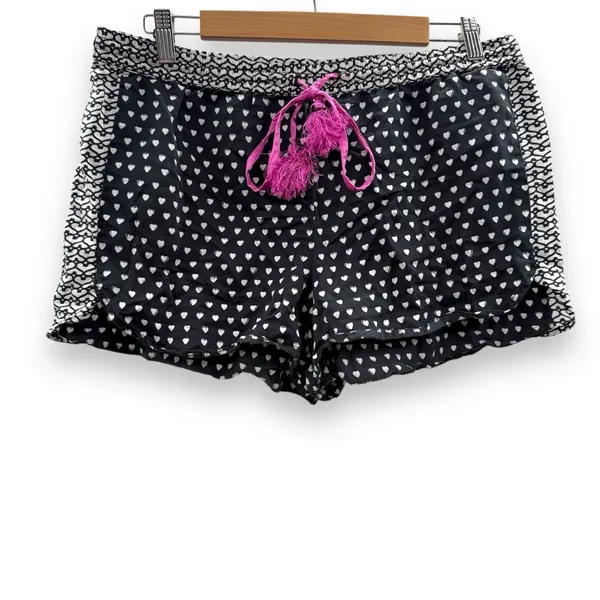 Lele Sadoughi x Roller Rabbit Black, White & Pink Heart Print Pajama‎ Set Sz L - Image 5