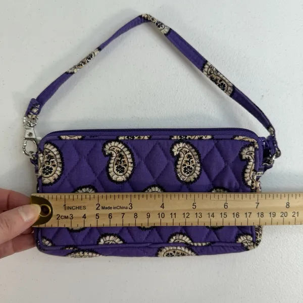 Vera Bradley Simply‎ Violet Wristlet Wallet Purple Floral Paisley Zip ID Card - Image 11