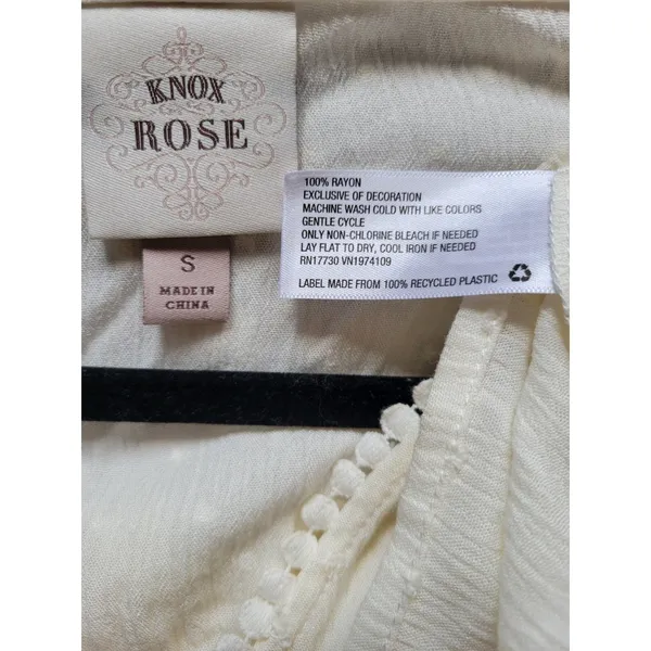 Knox Rose Women's Dress • Cream Swiss Dot Peasant Western Boho Flowy Small - Image 8