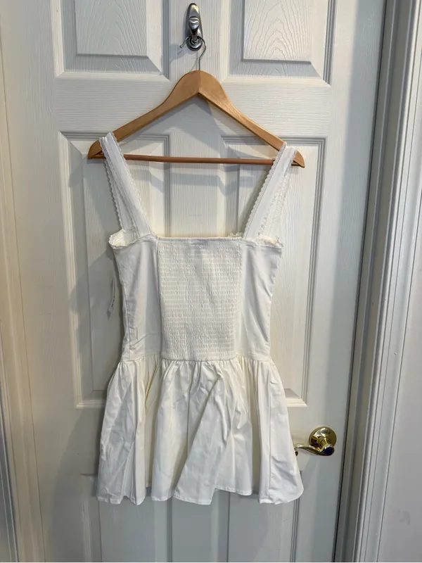 Beverly and Beck White Cotton Mini Sundress with Lace Straps - Image 8