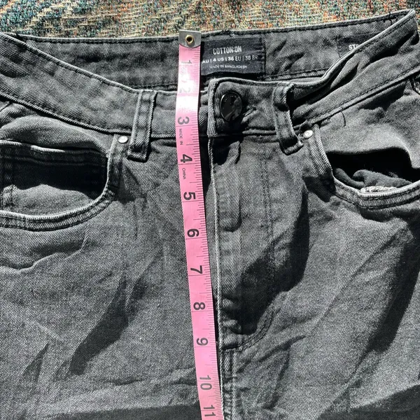 Y2K Cotton On High Rise Stretch Mom Jeans Black Distressed Preppy Size 4 Grunge - Image 12
