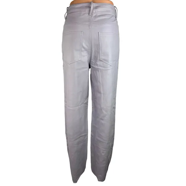 Zara Lilac Purple Wide Straight Leg Baggy Leather Pockets Casual Ankle Pants S - Image 3
