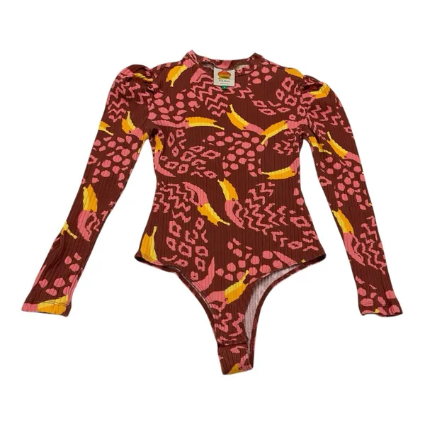 Farm Rio Toucanissimo Long Sleeve Stretch Cotton Bodysuit Size S‎ Burgundy - Image 4