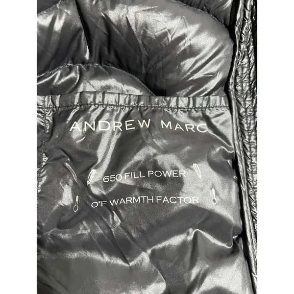 Andrew Marc Long Down Puffer Coat Black XL 650 Fill Packable Hooded Winter - Image 3