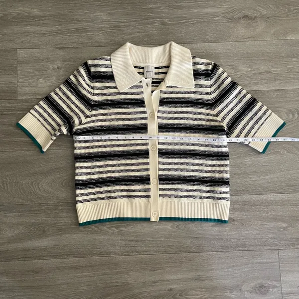 Maeve Anthropologie The Kinsley Collared Crop Cardigan Sweater - large - Image 4