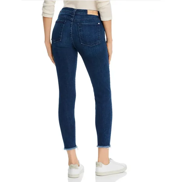 7 For All Mankind Luxe Vintage High‎ Rise Raw Hem Ankle Skinny Jeans Size 23 - Image 2