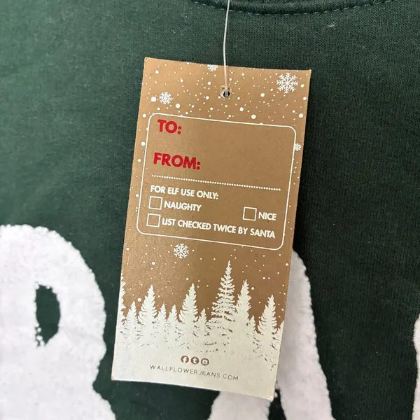 Wallflower Green Christmas Sweatshirt Bad Elf Pullover Gift NWT Juniors XS - Image 4