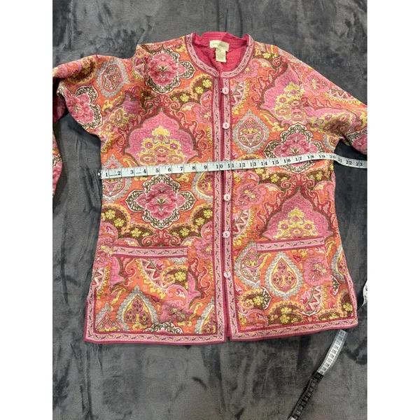 Appleseed's Reversible Quilted Jacket Womens Pink Paisley Floral M - Image 6