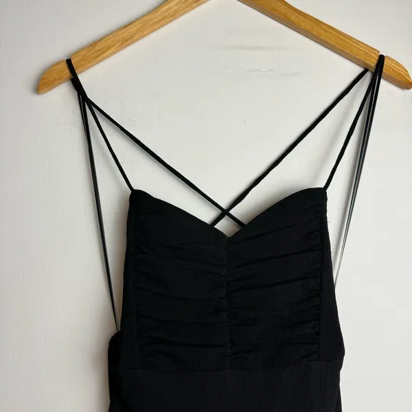 NWT ZARA Midi Corset Dress Sz Small Black Open Lace Up Back Side Slit - Image 7