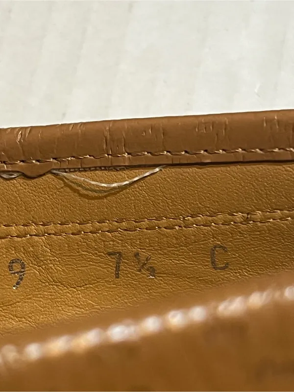 VTG Salvatore Ferragamo tan Leather Horse bit Driving Loafers 7 1/2 C SN 21759 - Image 10