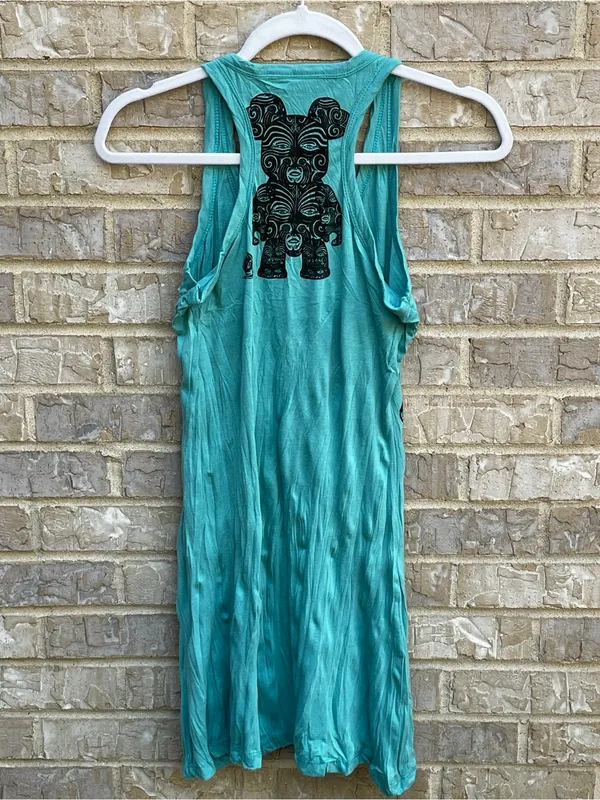 Sure Design Festival Hippie Rave Tribal Totem Bear Dress in Turquoise - S/M - Image 3