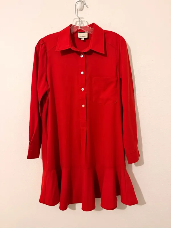 Pomander Place Callahan Shirt Dress Red Crepe TUCKERNUCK Size Small S * - Image 2