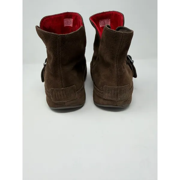 FitFlop Mukluk Short Suede Boots Brown Buckle Microwobbleboard 159-030 Womens 10 - Image 3