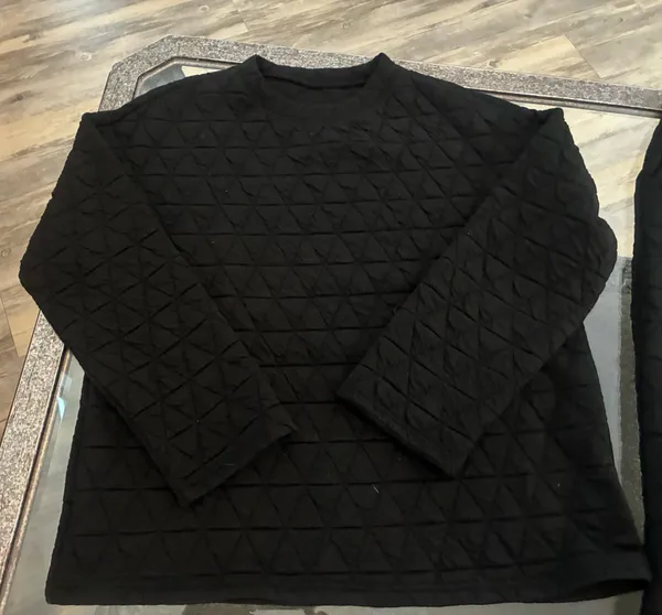 Quilted long sleeve sweater & matching bottom set Black Color - Image 3