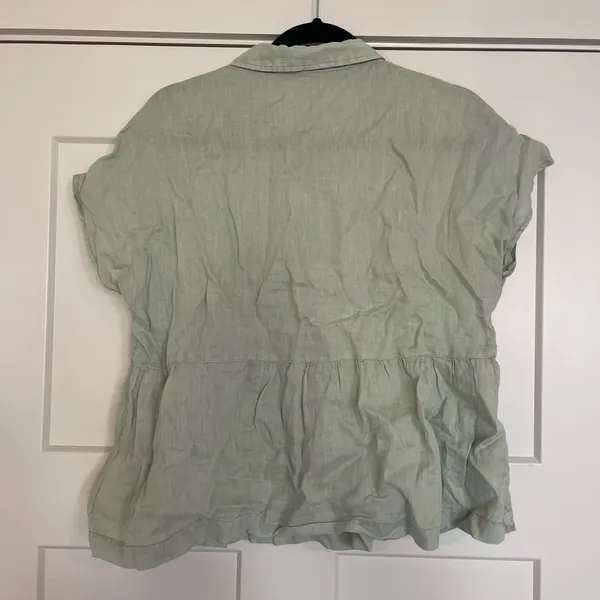 Cynthia Rowley Sage Green Peplum Blouse - Image 2