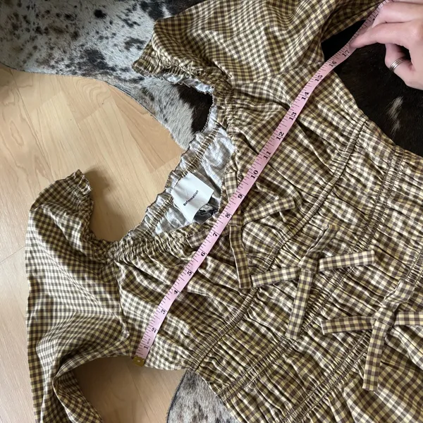 REFORMATION Lauryn Top‎ Gingham In brown Size 10 NWT - Image 7