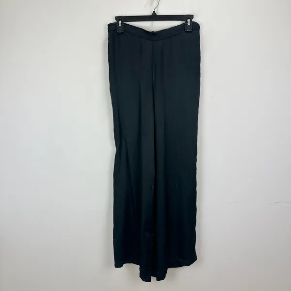 Athleta Calm Cool Pant Pull On Satin Cupro Wide Leg Relaxed Lounge Medium Black - Image 3