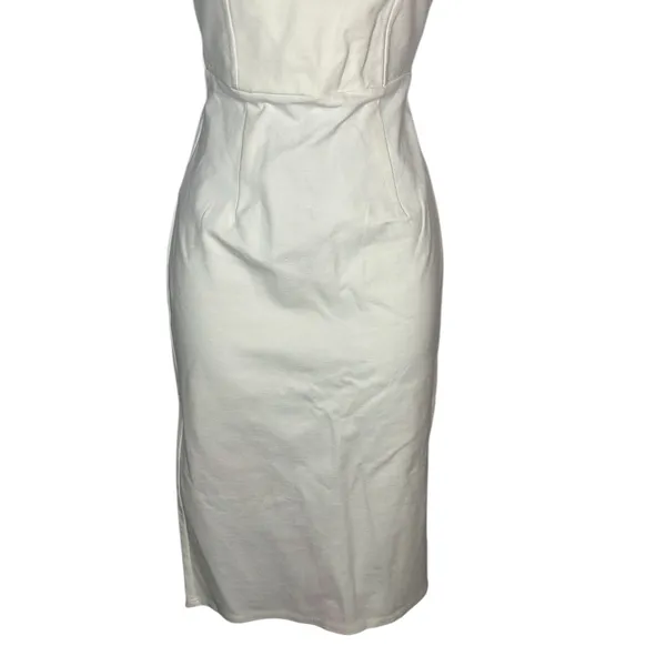 4SI3NNA Midi Dress‎ Womens S Cream Choker Neck Strapless Sweetheart Bodycon Slit - Image 6