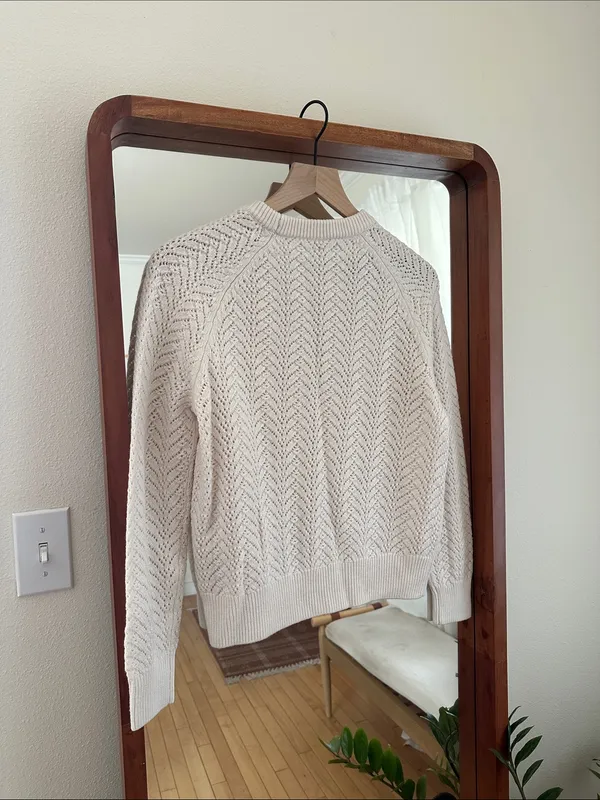 Aritzia Wilfred Arbor Sweater Open Knit Crewneck Cream 2XS - Image 6