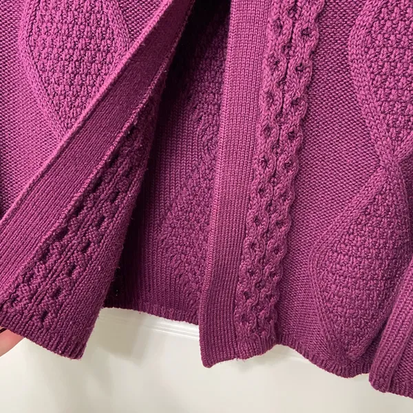 EUC INC International‎ Concepts women’s dark purple thick knit button sweater M - Image 5