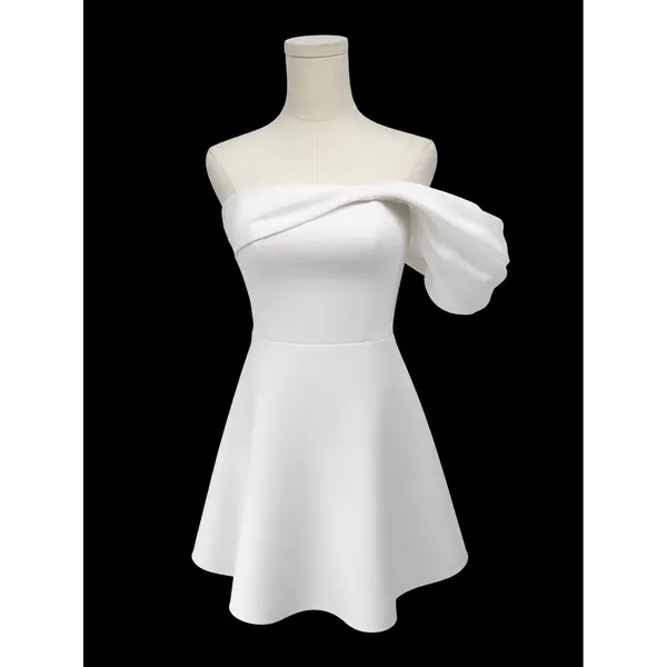 Dress The Population Olive One-Shoulder‎ Mini Dress Ivory White Sz Small - Image 5