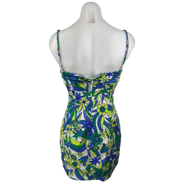 Zara Multicolor Floral Sleeveless Cami Camisole Mini Tank Bodycon Dress Size S - Image 2