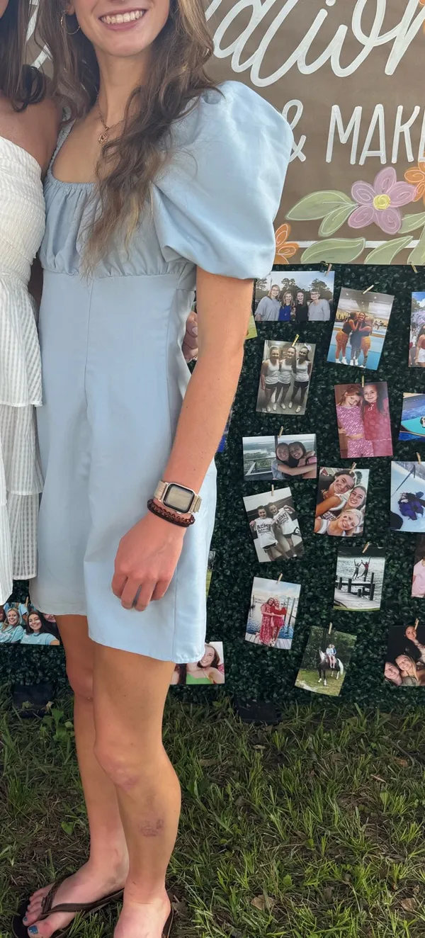 Blue Puff Sleeve Dress - Image 2