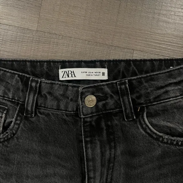 ZARA Black Washed Straight High-Rise Jeans - Image 2