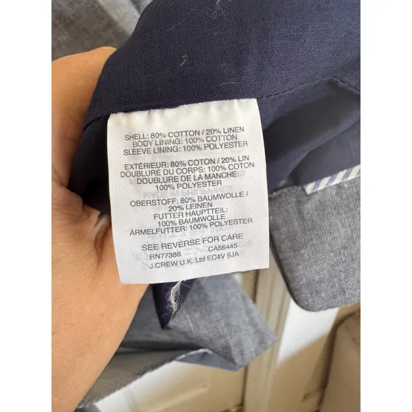 J.Crew Unstructured Shawl Collar linen cotton blend blue/gray blazer size 8 - Image 8