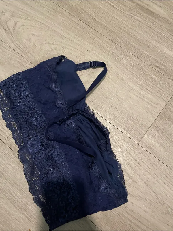 Soma Navy Lace Bralette Tank with Scalloped Hem - Image 2