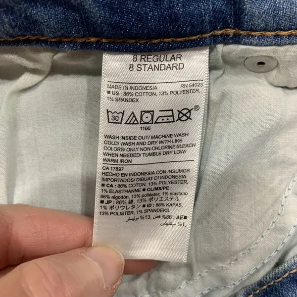 Old Navy Size 8 Jeans Mid Rise Straight Leg Distressed Knees Blue Joshua‎ Tree - Image 6