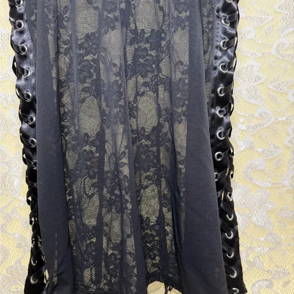 Victoria's Secret Black Lace Chemise with Eyelet Detail lace satin XS - Image 8