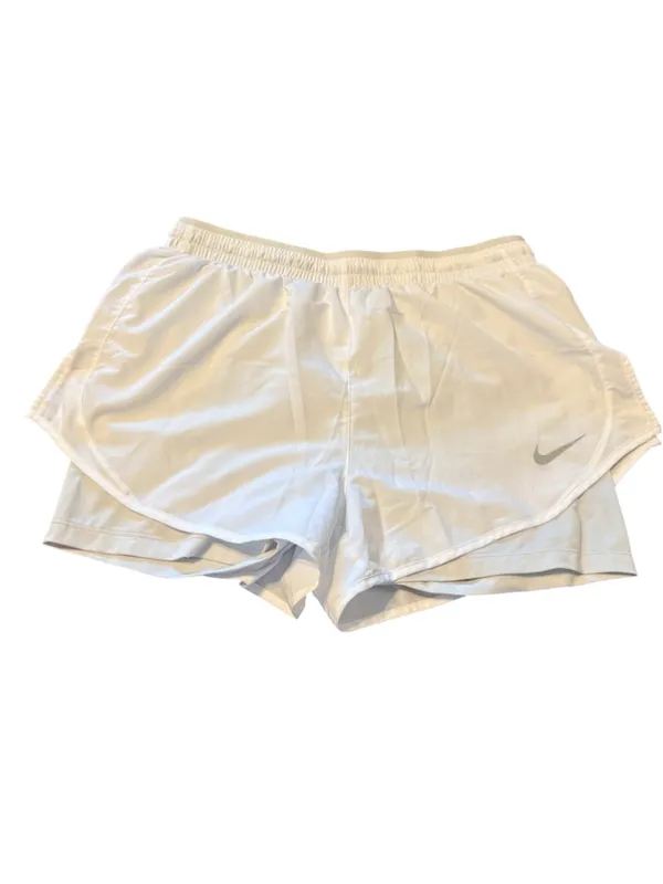Nike Dri-Fit Running Athletic Shorts Women's Size M White Gray - Image 2