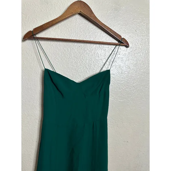 Reformation Juliette Dress in Emerald Green size 0 Sweetheart Tie Strap Mid Slit - Image 5