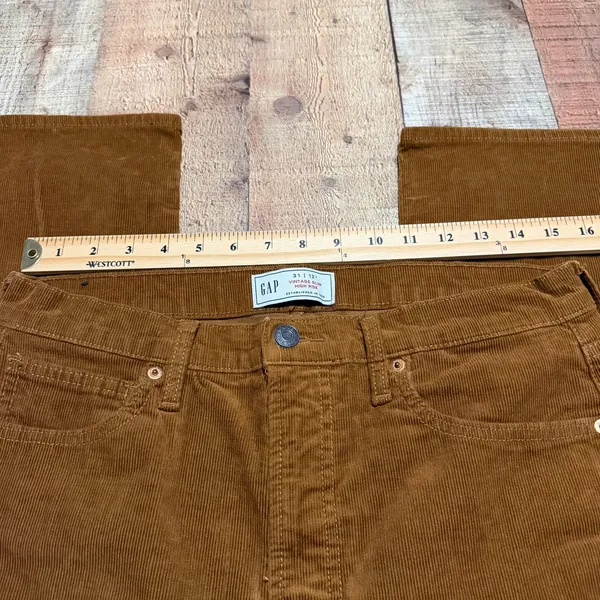 Gap Brown High Rise Vintage Slim Corduroy Pants Sz 31/12T Classic Preppy FLAW - Image 3