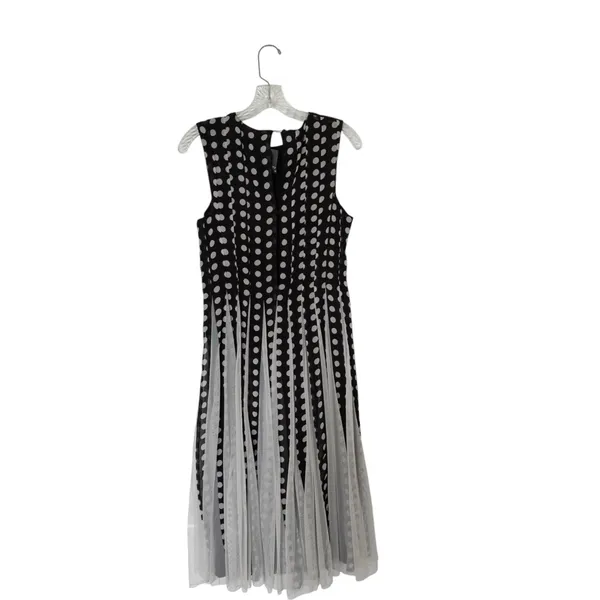 ASOS Women’s 4 Black White Mixed -Media Polka Dot Dress Whimsical Cocktail - Image 2
