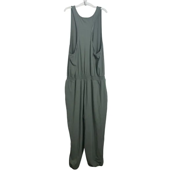 Aerie Green Soft Track Racerback Tank Jumpsuit XXL Stretch Comfy Pockets - Image 2