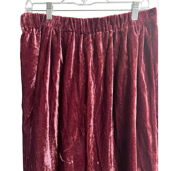Madewell Velvet Tapered Pleat Pull-On High Rise Pants Burgundy Large - Image 7